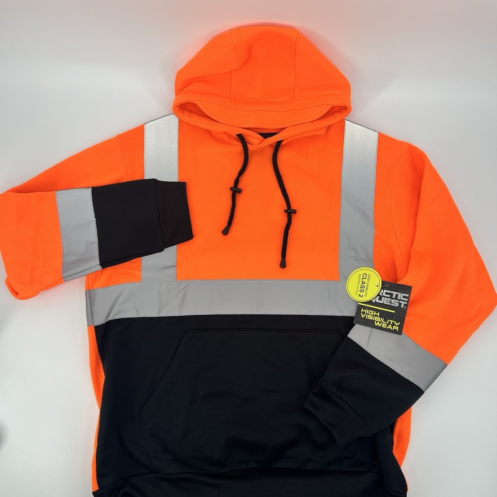Arctic Quest High Visibility Safety Hoodie Mens Large Orange Class 2 QMJ1401